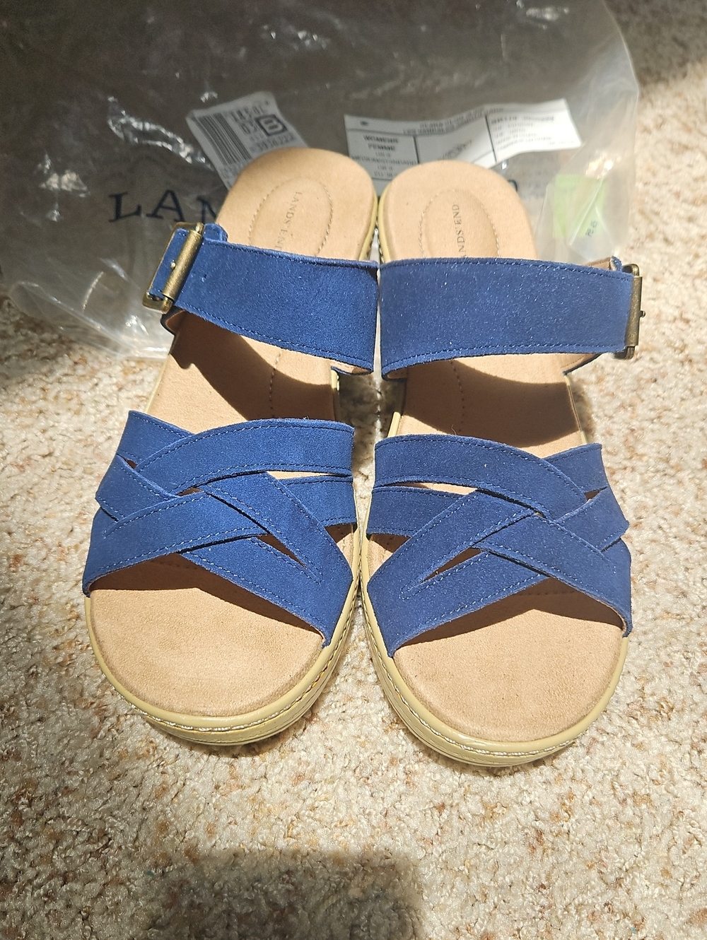 Lands' End Blue Clara Clog Slide Sandals